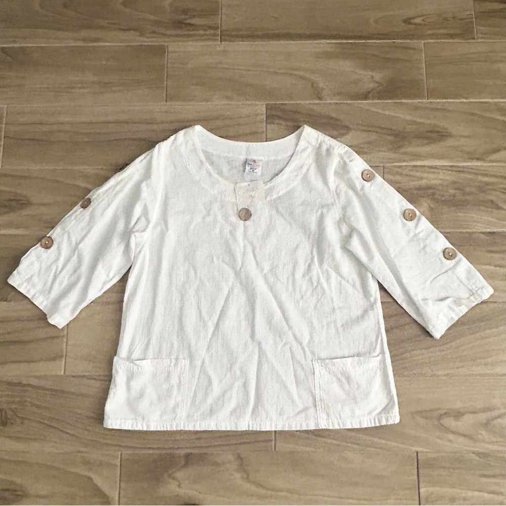 Sea Breeze white Linen Blouse